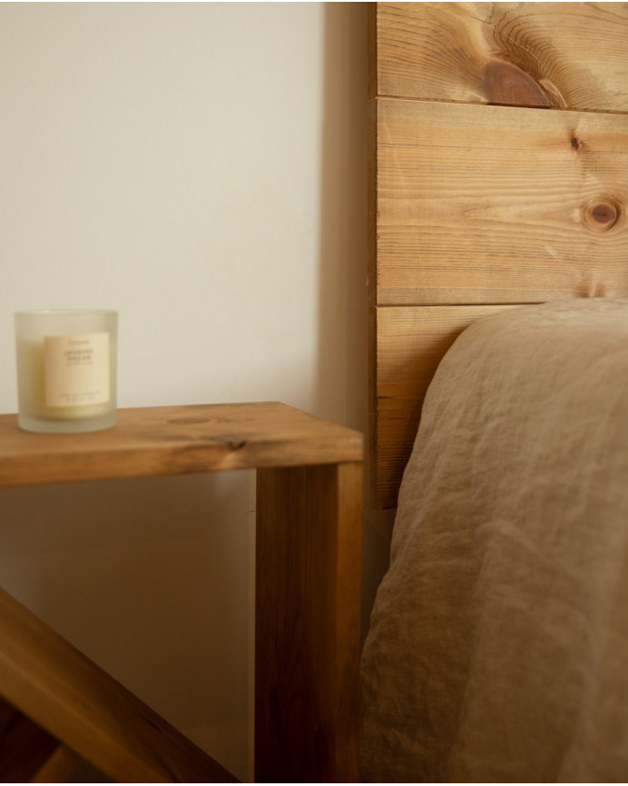 Pack tête de lit et tables en bois massif ton chêne foncé en différentes tailles