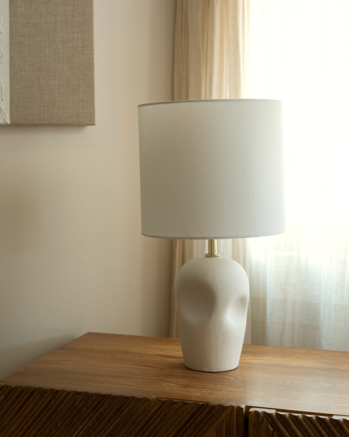 Lampe de table en céramique et abat-jour en tissu de coton et polyester de 47x27cm