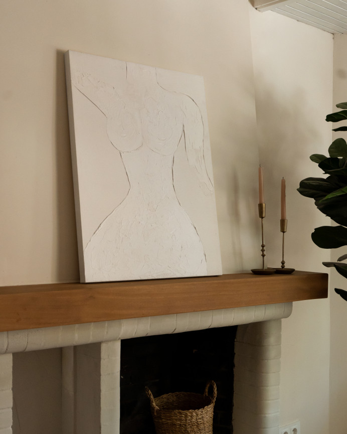 Tableau beige décoratif sur toile de coton avec cadre en bois peint à la main à la peinture à l'huile en différentes tailles