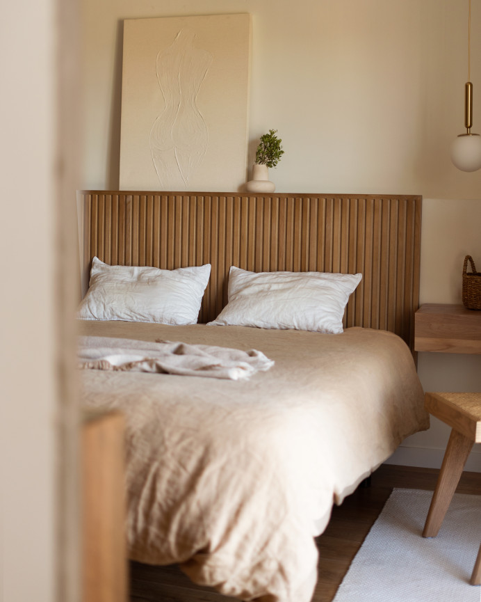 Tableau beige décoratif sur toile de coton avec cadre en bois peint à la main à la peinture à l'huile en différentes tailles