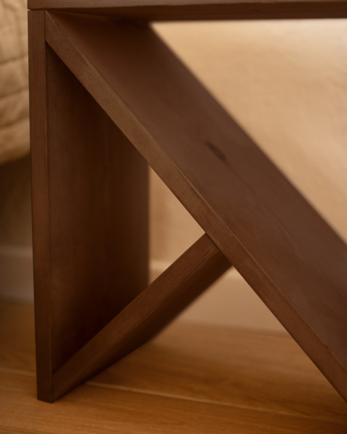 Pack tête de lit et tables en bois massif ton noyer en différentes tailles