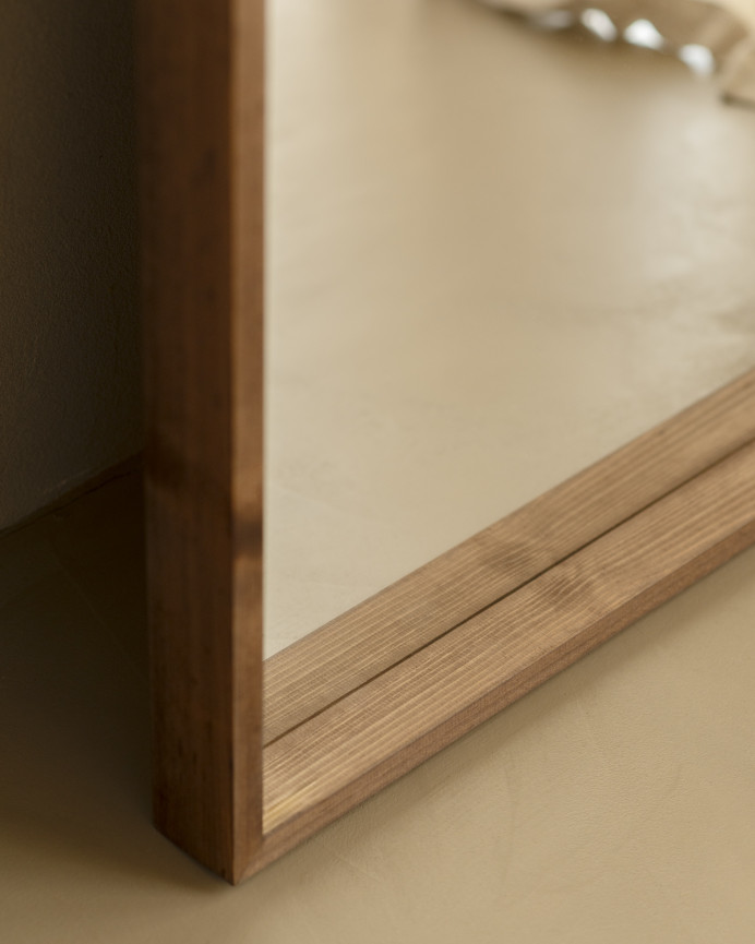 Miroir effet bois massif ton chêne foncé en différentes tailles