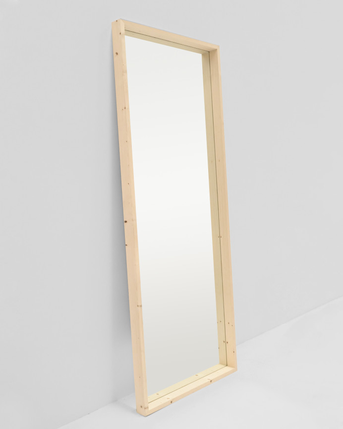 Miroir effet bois massif ton naturel en différentes tailles