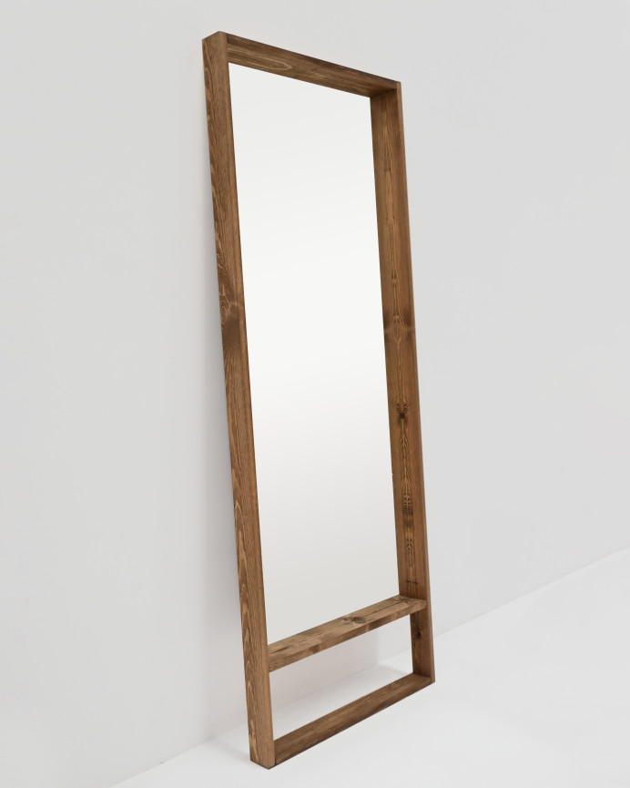 Miroir effet bois massif ton chêne foncé en différentes tailles