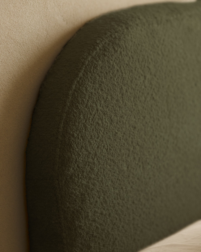 Tête de lit déhoussable en bouclé vert en différentes tailles