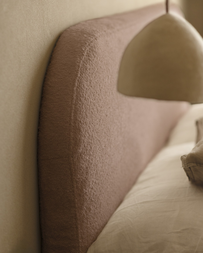 Tête de lit déhoussable en bouclé rose en différentes tailles