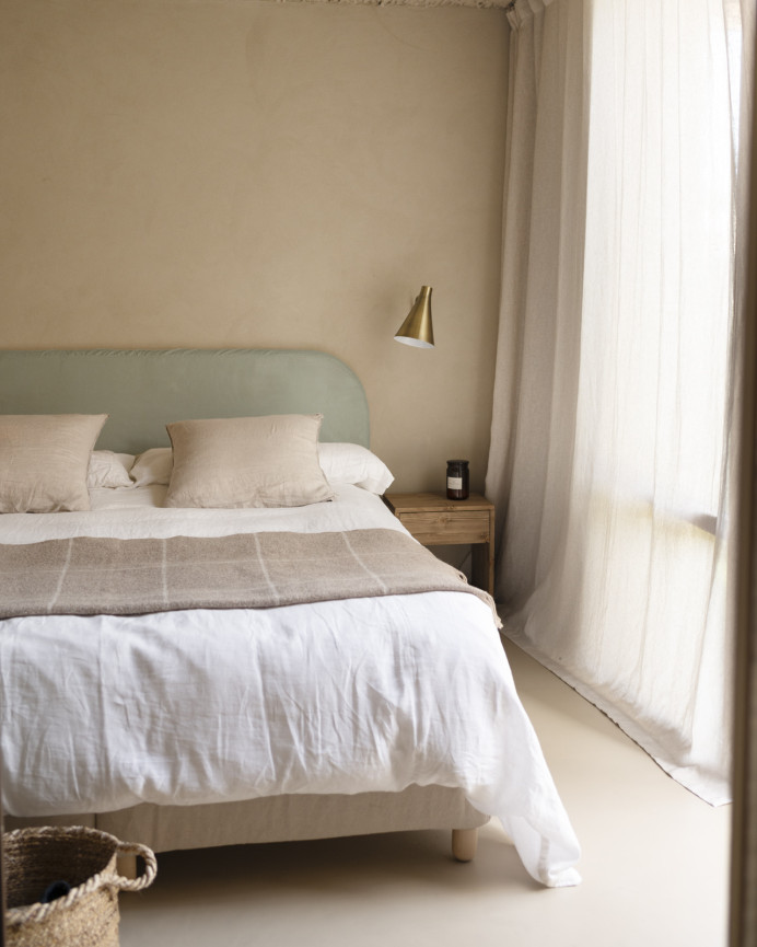Tête de lit déhoussable en velours côtelé vert bleuté en différentes tailles