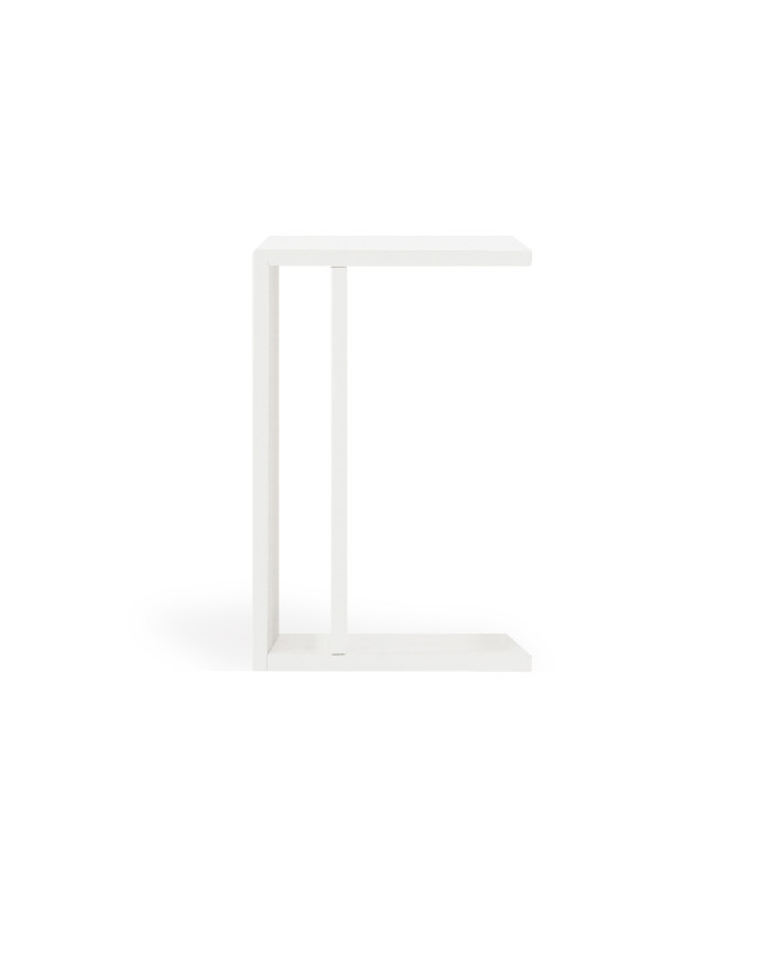 Table de chevet en bois massif blanc 50x36cm