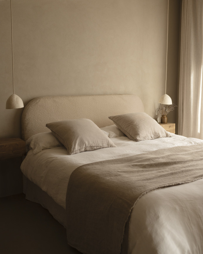 Housse pour tête de lit en bouclé beige en différentes tailles