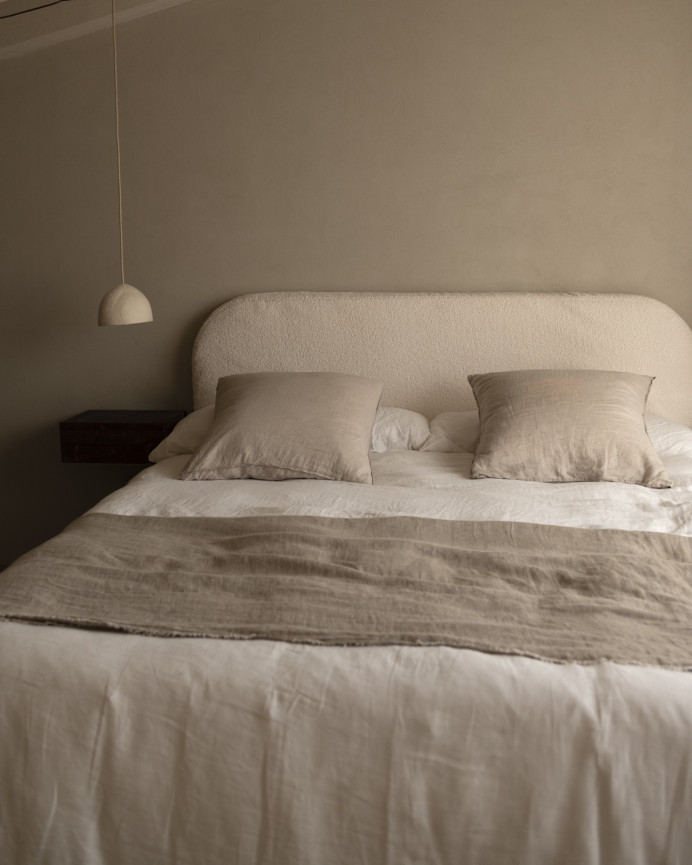 Housse pour tête de lit en bouclé blanc en différentes tailles