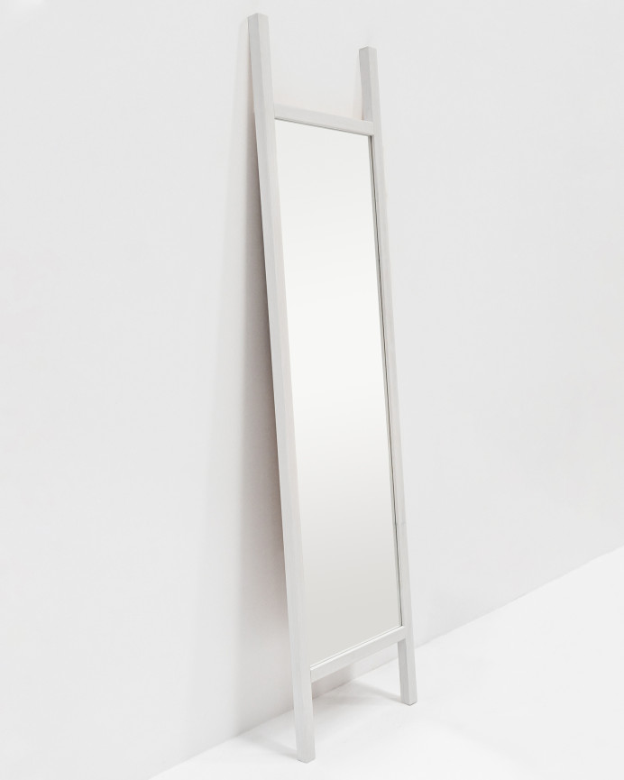 Miroir effet bois massif blanc 45x180cm