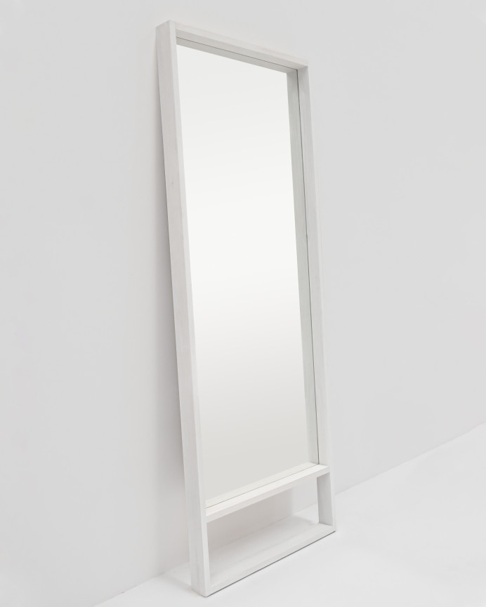 Miroir effet bois massif blanc en différentes tailles