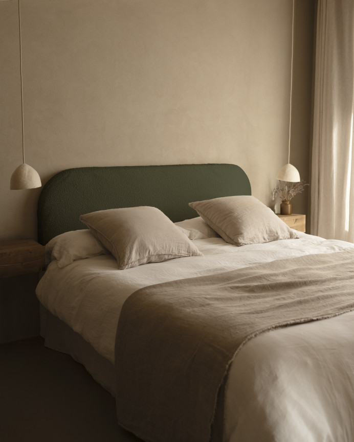 Housse pour tête de lit en bouclé vert en différentes tailles