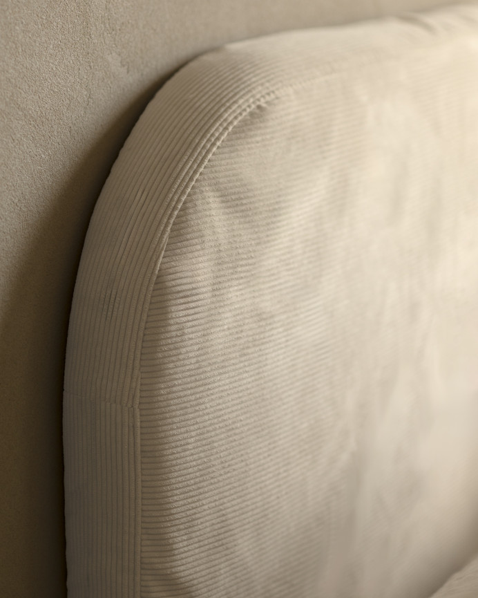 Housse pour tête de lit en velours côtelé blanc cassé en différentes tailles