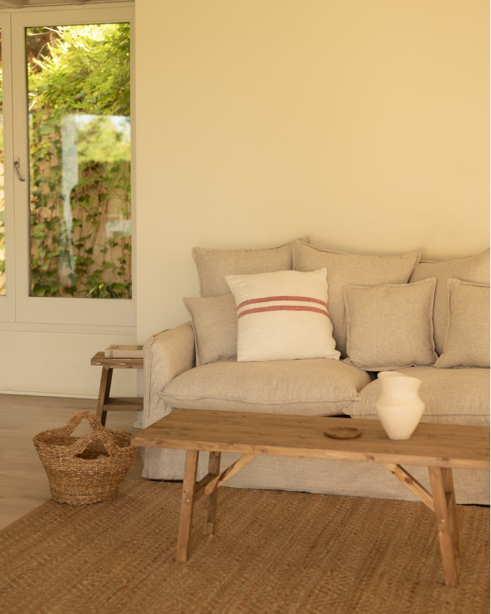 Housse de canapé en coton et lin couleur beige en différentes tailles