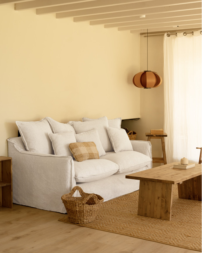Housse de canapé en coton et lin couleur blanche en différentes tailles