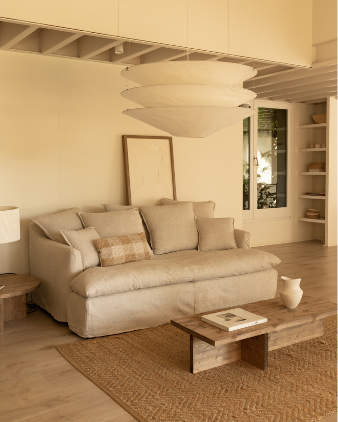 Housse pour canapé fond moyen en coton et lin couleur beige en différentes tailles