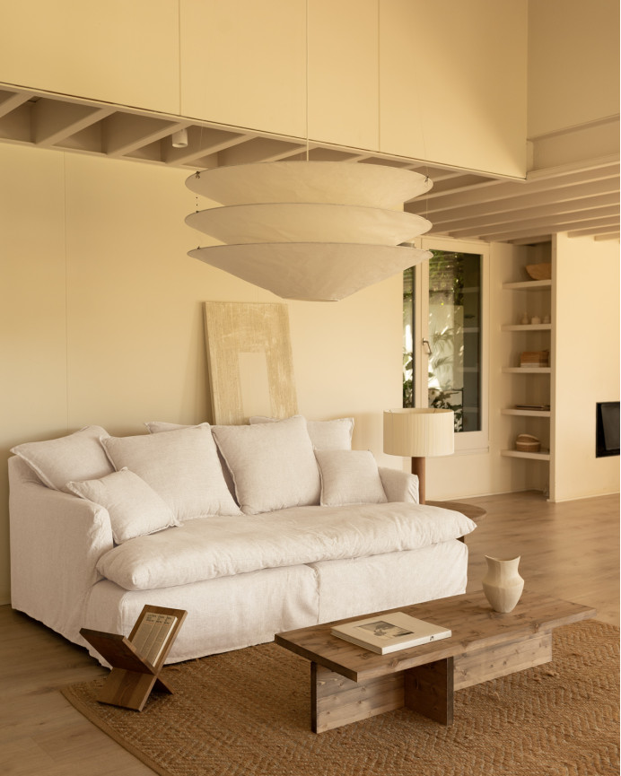 Housse pour canapé fond moyen en coton et lin couleur blanche en différentes tailles