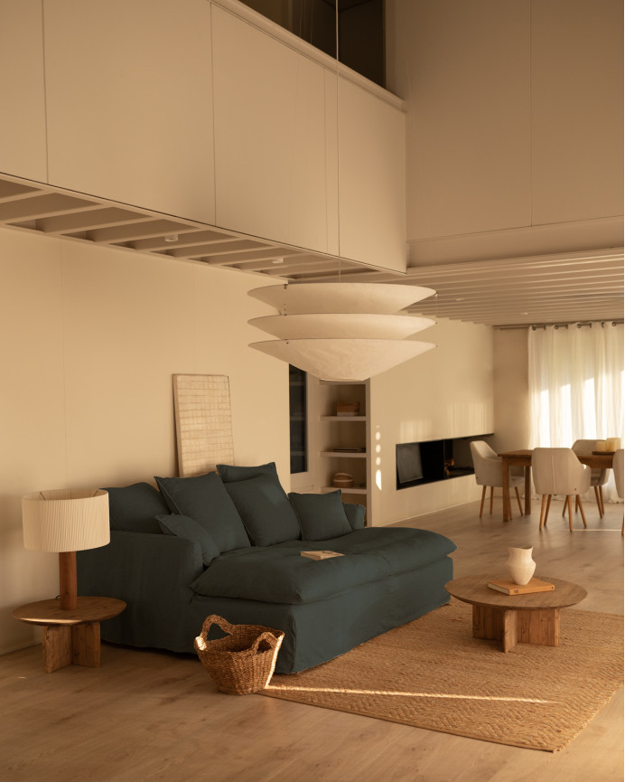 Housse pour canapé fond long en coton et lin couleur bleue en différentes tailles