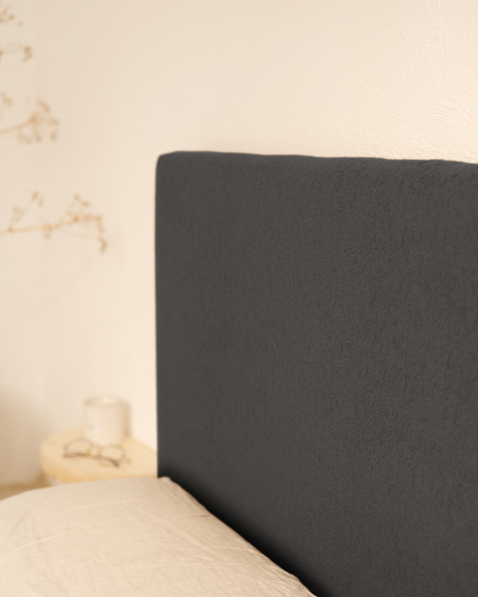 Tête de lit rembourrée en coton gris anthracite en différentes tailles