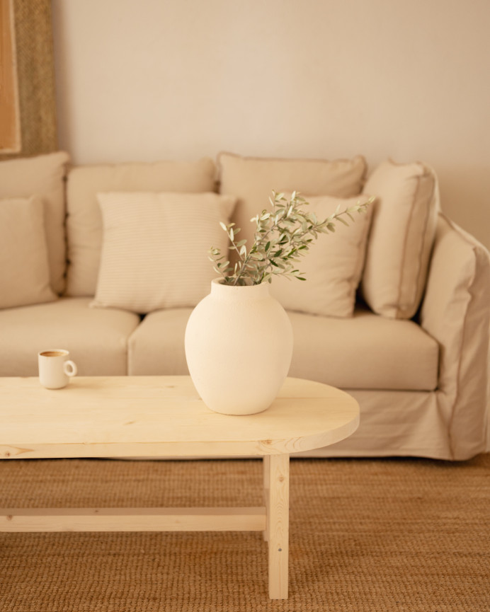 Table basse en bois massif ton naturel 120x40cm