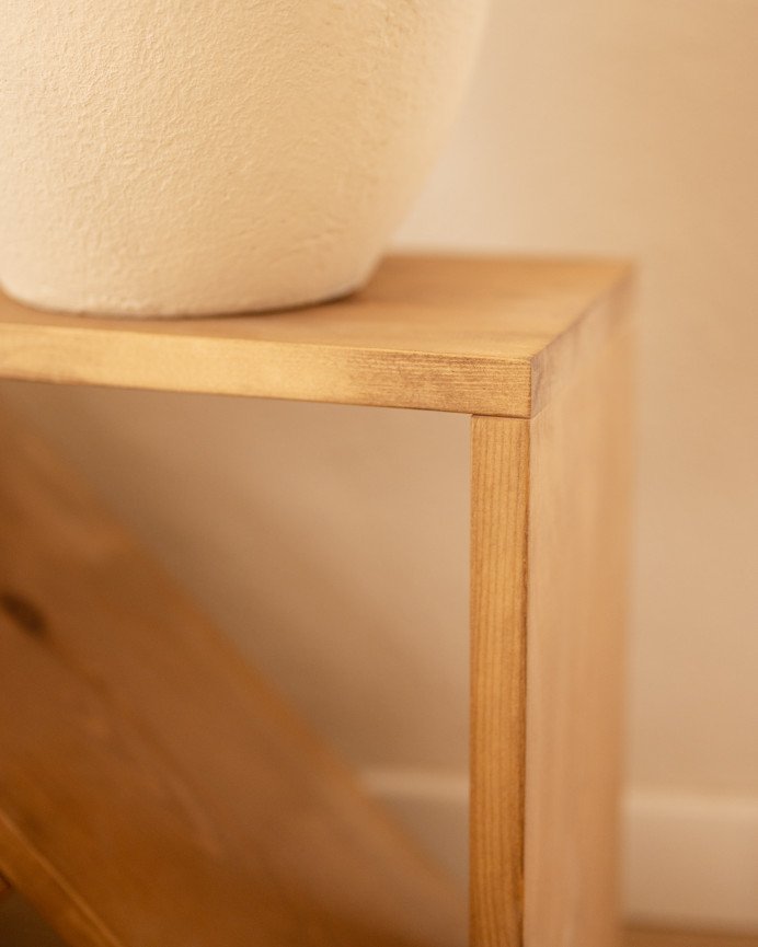 Pack 2 tables en bois massif ton chêne foncé en différentes tailles