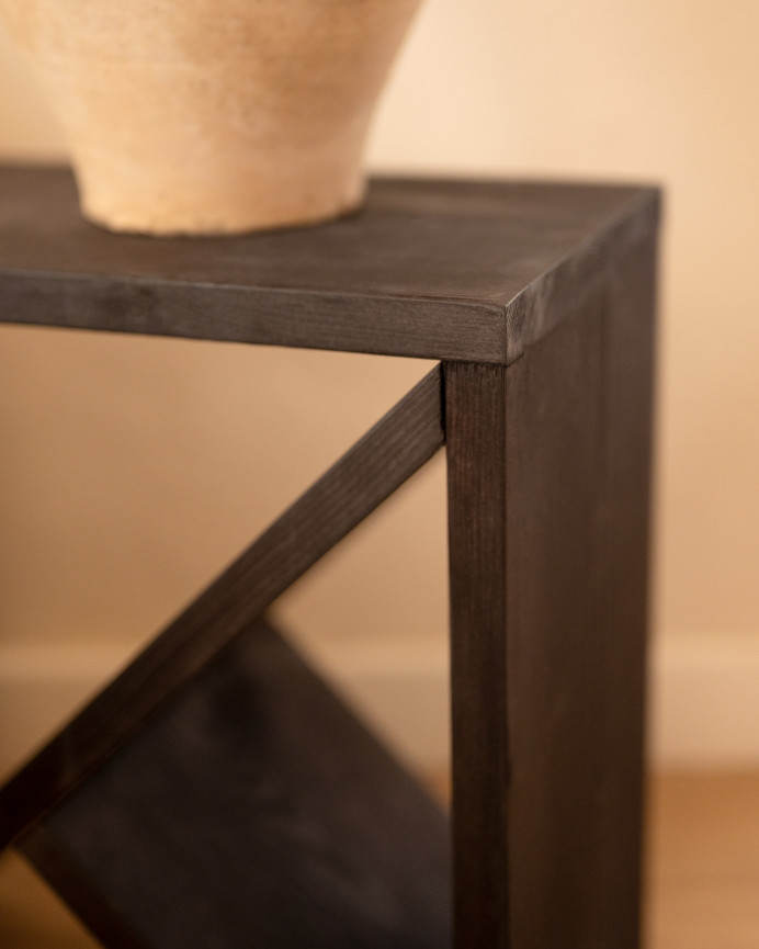 Pack 2 tables en bois massif noir en différentes tailles