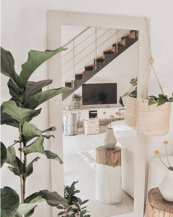 Miroir effet bois beige en différentes tailles