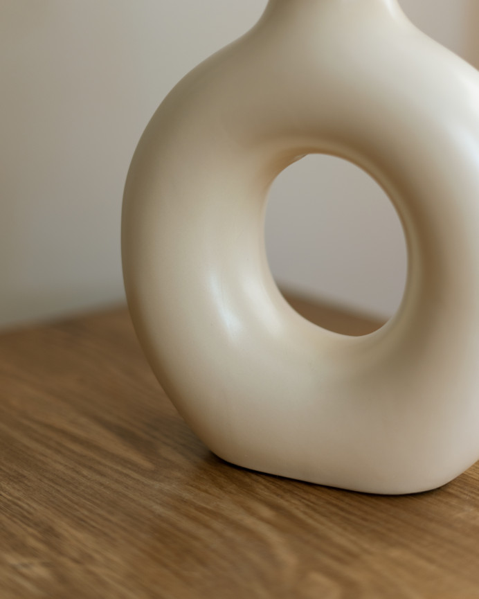 Lampe de table en céramique et abat-jour en tissu de lin de 41x26cm