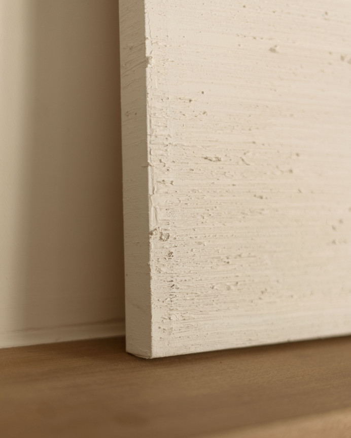 Tableau blanc et marron décoratif sur coton avec cadre en bois peint à la main à la peinture à l'huile en différentes tailles