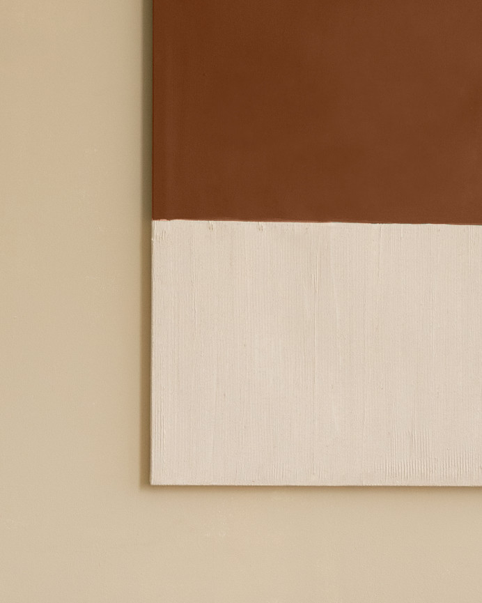 Tableau tuiles et blanc décoratif sur coton avec cadre en bois peint à la main à la peinture à l'huile en différentes tailles