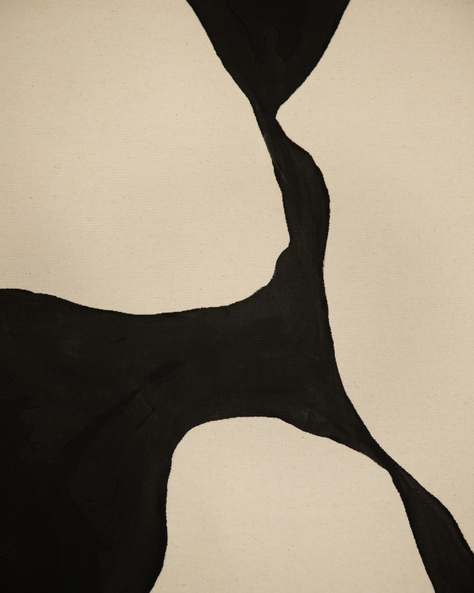 Tableau beige et noir décoratif sur coton avec cadre en bois peint à la main à la peinture à l'huile en différentes tailles