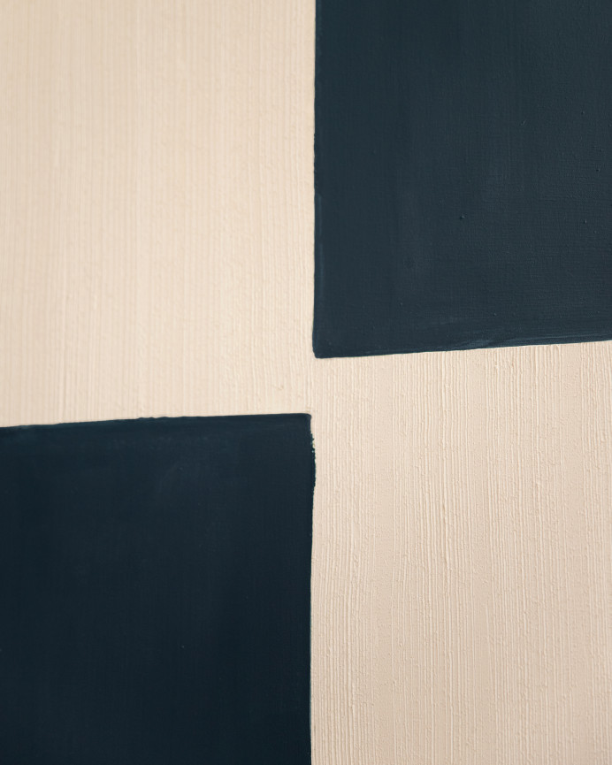 Tableau bleu et blanc décoratif sur coton avec cadre en bois peint à la main à la peinture à l'huile en différentes tailles