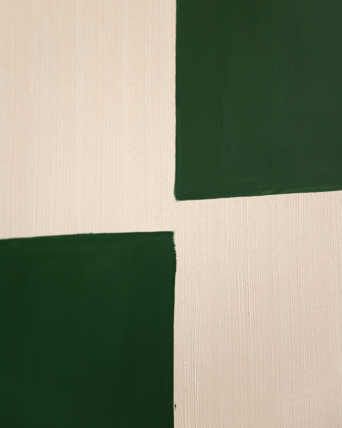 Tableau vert et blanc décoratif sur coton avec cadre en bois peint à la main à la peinture à l'huile en différentes tailles