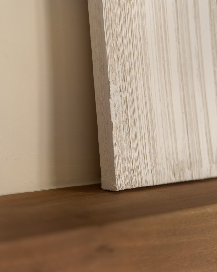 Tableau blanc et marron décoratif sur coton avec cadre en bois peint à la main à la peinture à l'huile en différentes tailles