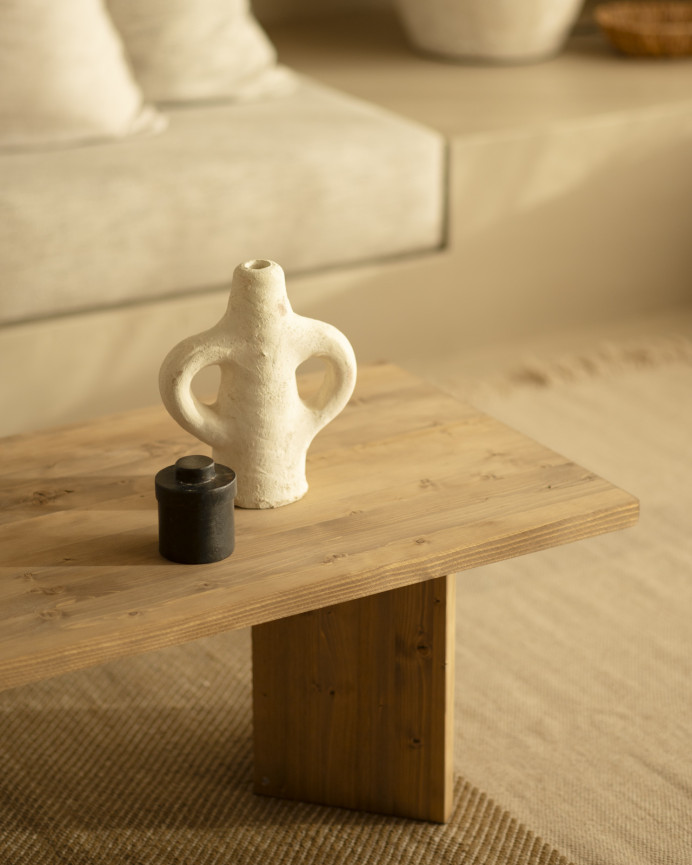 Table basse en bois massif en ton chêne foncé 120x55cm