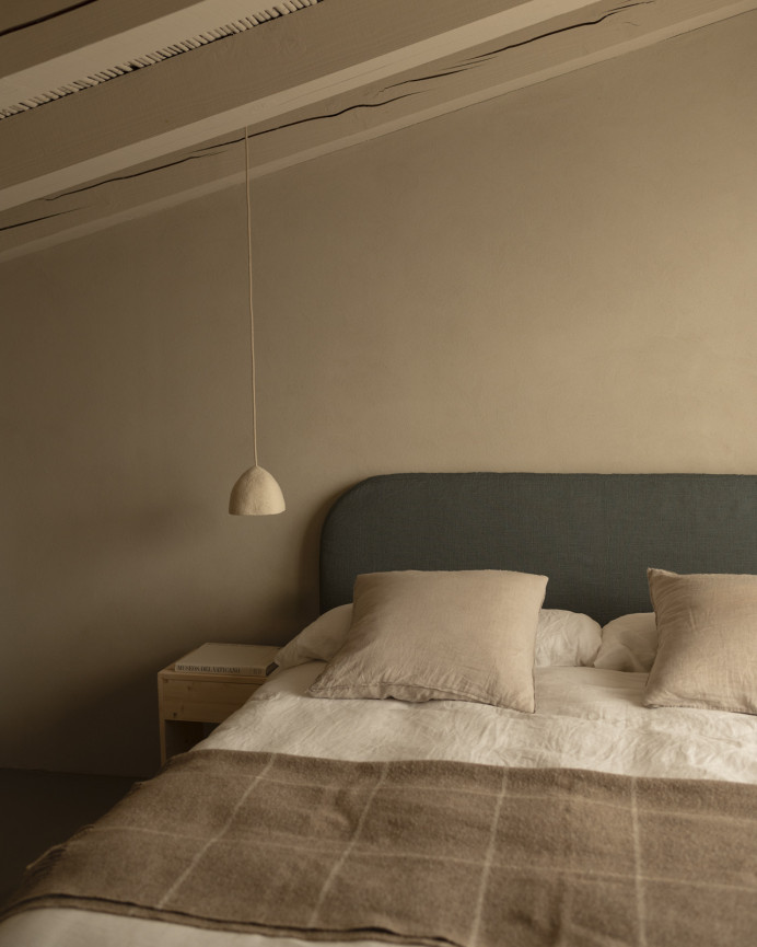 Tête de lit déhoussable en lin bleu en différentes tailles