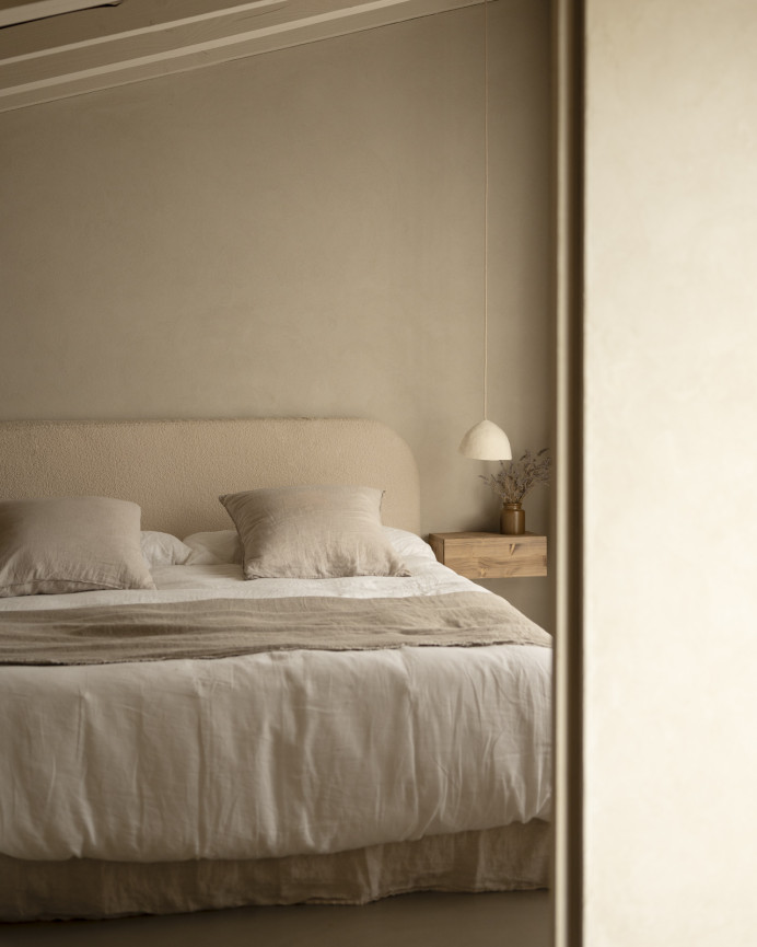 Tête de lit déhoussable en bouclé beige en différentes tailles