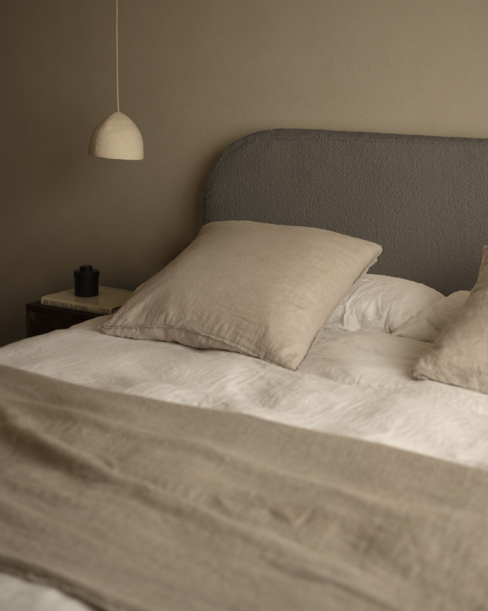Tête de lit déhoussable en bouclé gris foncé en différentes tailles
