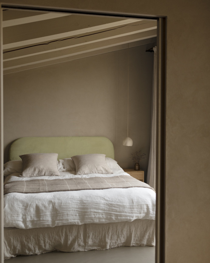 Tête de lit déhoussable en velours côtelé vert citron en différentes tailles