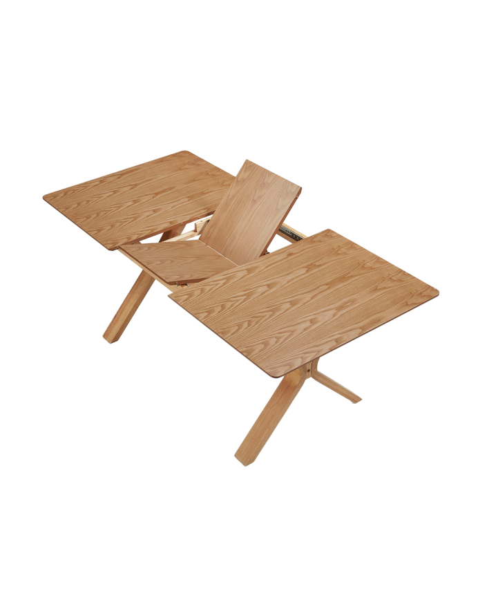 Table de salle à manger à rallonge en bois naturel en différentes tailles