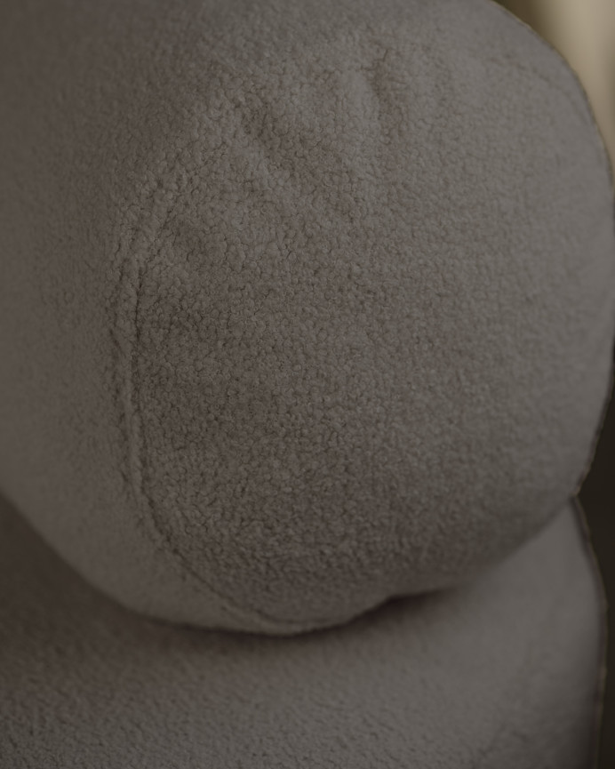 Fauteuil en bouclé rond couleur gris foncé de 91x71cm