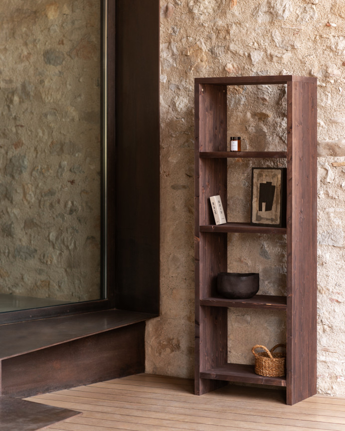 Étagère en bois massif ton noyer de 180x60cm