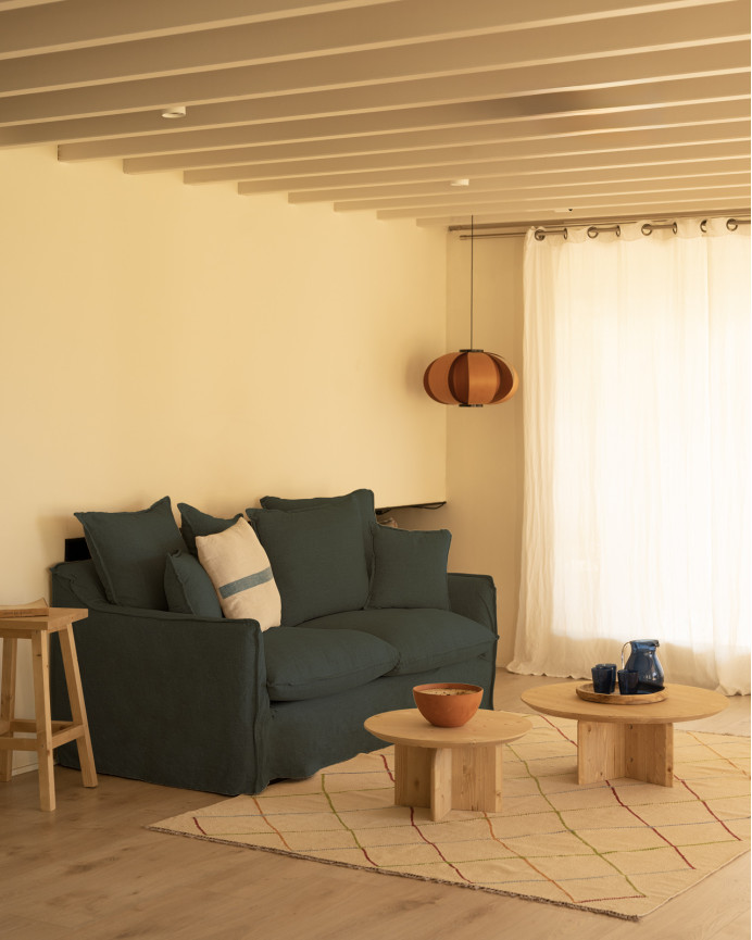 Housse de canapé en coton et lin couleur bleue en différentes tailles