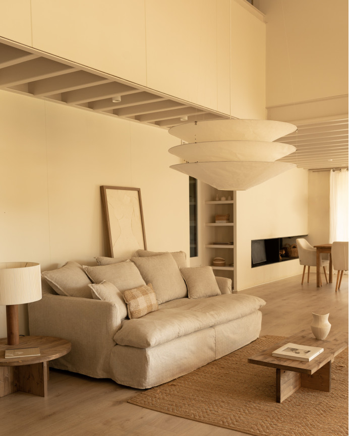 Housse pour canapé fond moyen en coton et lin couleur beige en différentes tailles