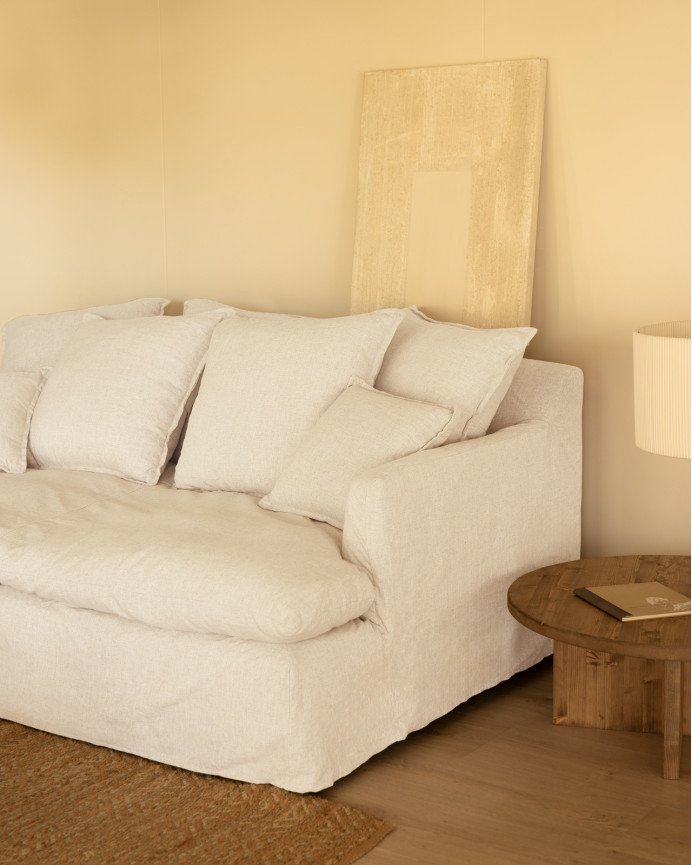Housse pour canapé fond moyen en coton et lin couleur blanche en différentes tailles