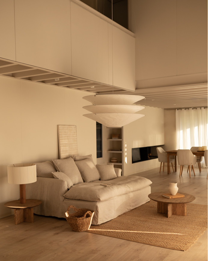 Housse pour canapé fond long en coton et lin couleur beige en différentes tailles