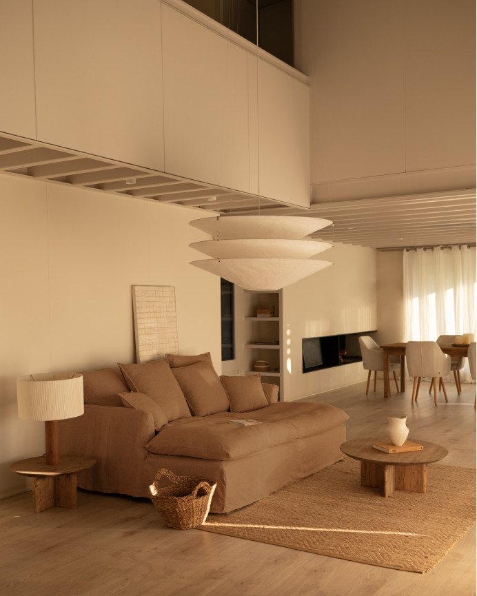 Housse pour canapé fond long en coton et lin couleur brique en différentes tailles