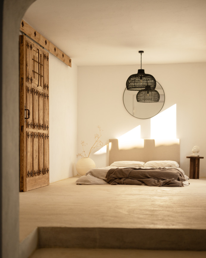 Tête de lit rembourrée en coton beige en différentes tailles