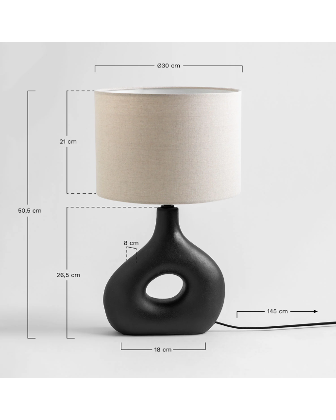 Lampe de table en céramique et abat-jour en tissu de lin de 51x30cm